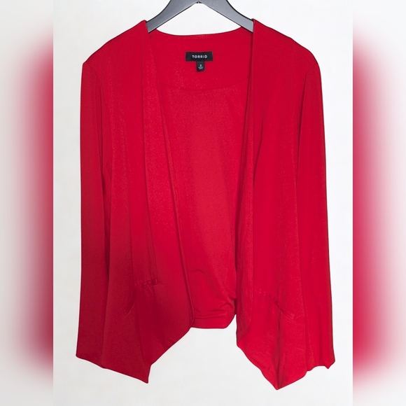 torrid Sweaters - Torrid Red Open Front Blazer Sweater